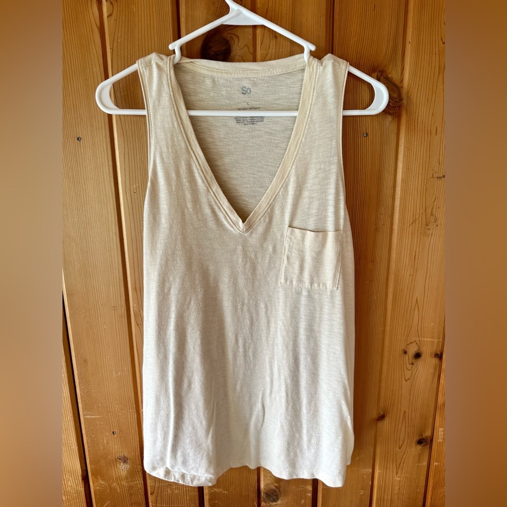 Women’s SO yellow tank top with small pocket - L